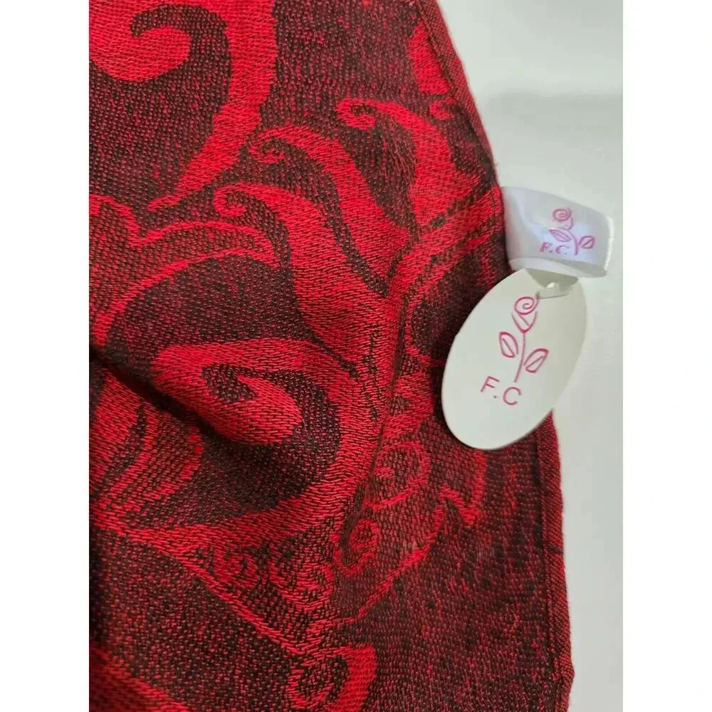 Pashmina Women's Red Multicolor Striped Scarf Wrap 69